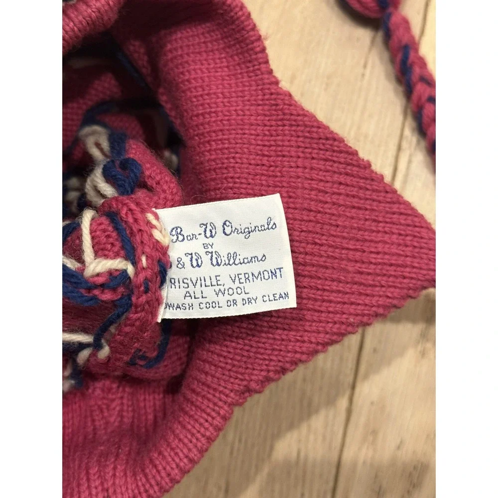 Vintage 100% Wool Ski Beanie Made‎ In USA Vermont- W Williams Bar-W Originals